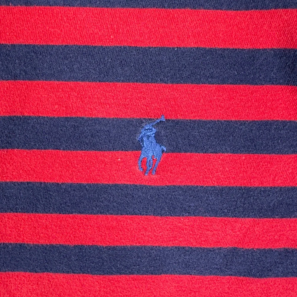 Y2K Polo Ralph Lauren Polo Shirt Mens Large Red Navy Striped Pony Logo‎ Te